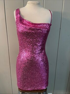 Hello Molly Dress Pink Sequin Maximalist Barbie Mob Wife Fairy Quiet Luxury Boho